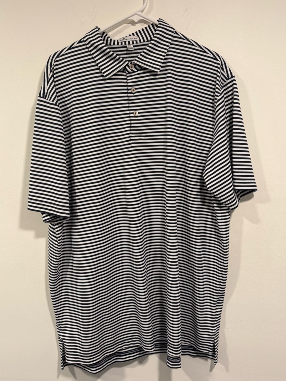 Peter Millar Black and White Striped Polo